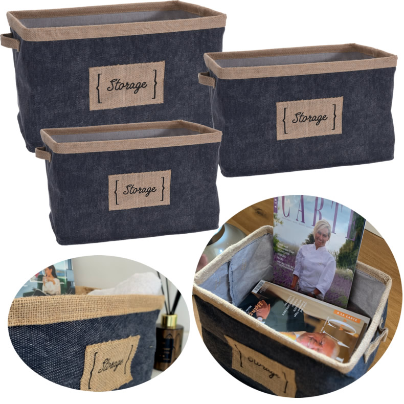 XL Organizer Jeans Blau Braun Allzweckbox Aufbewahrung Regal Box Kiste