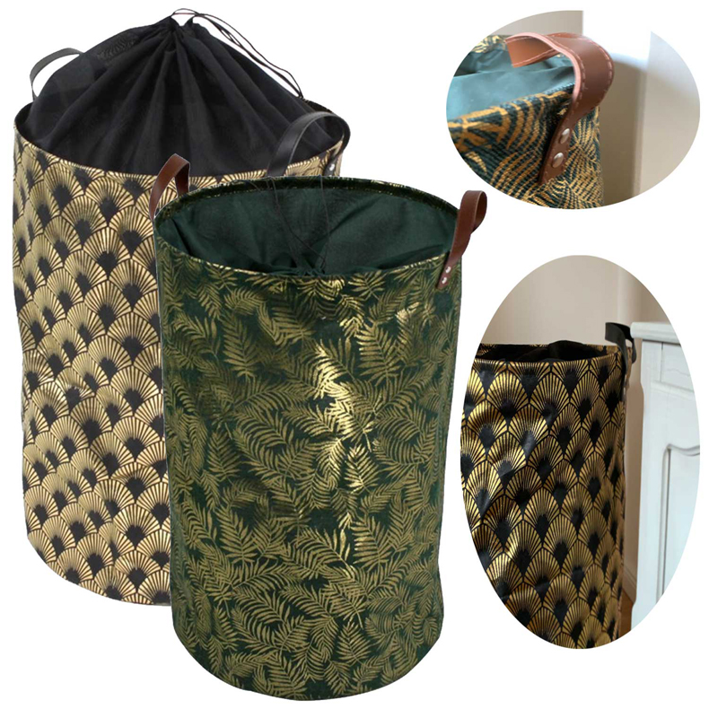 Deluxe Wäschekorb Wäschesack Retro Paisley Gold Wäsche-Sammler Box
