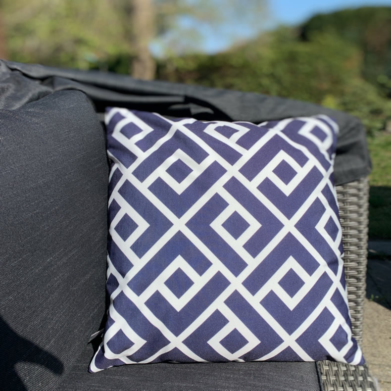 Outdoor Lounge Kissen Palma 45cm Blau Weiss Wasserabweisend Garten Deko Auflage Ebay