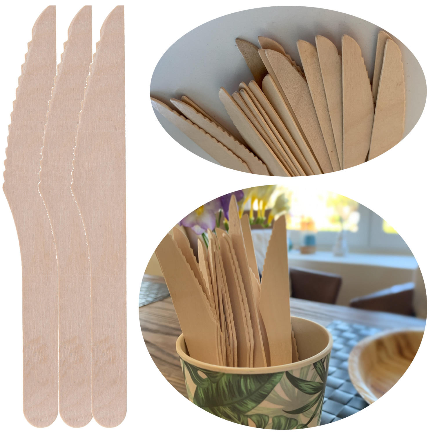 Partygeschirr 6x Palmblatt Teller Schale 20x Holzbesteck Messer Gabel  Nachhaltig | eBay.de