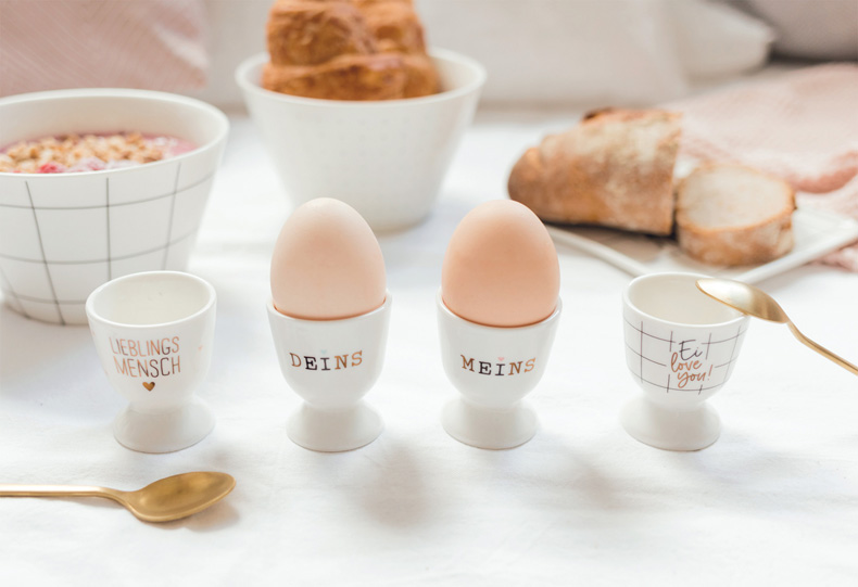 ARFUKA 3er-Set Keramik-Eierbecher Mit Kaninchen-Design – Niedlich, Rutschfest, Für Ostern & Frühstück
