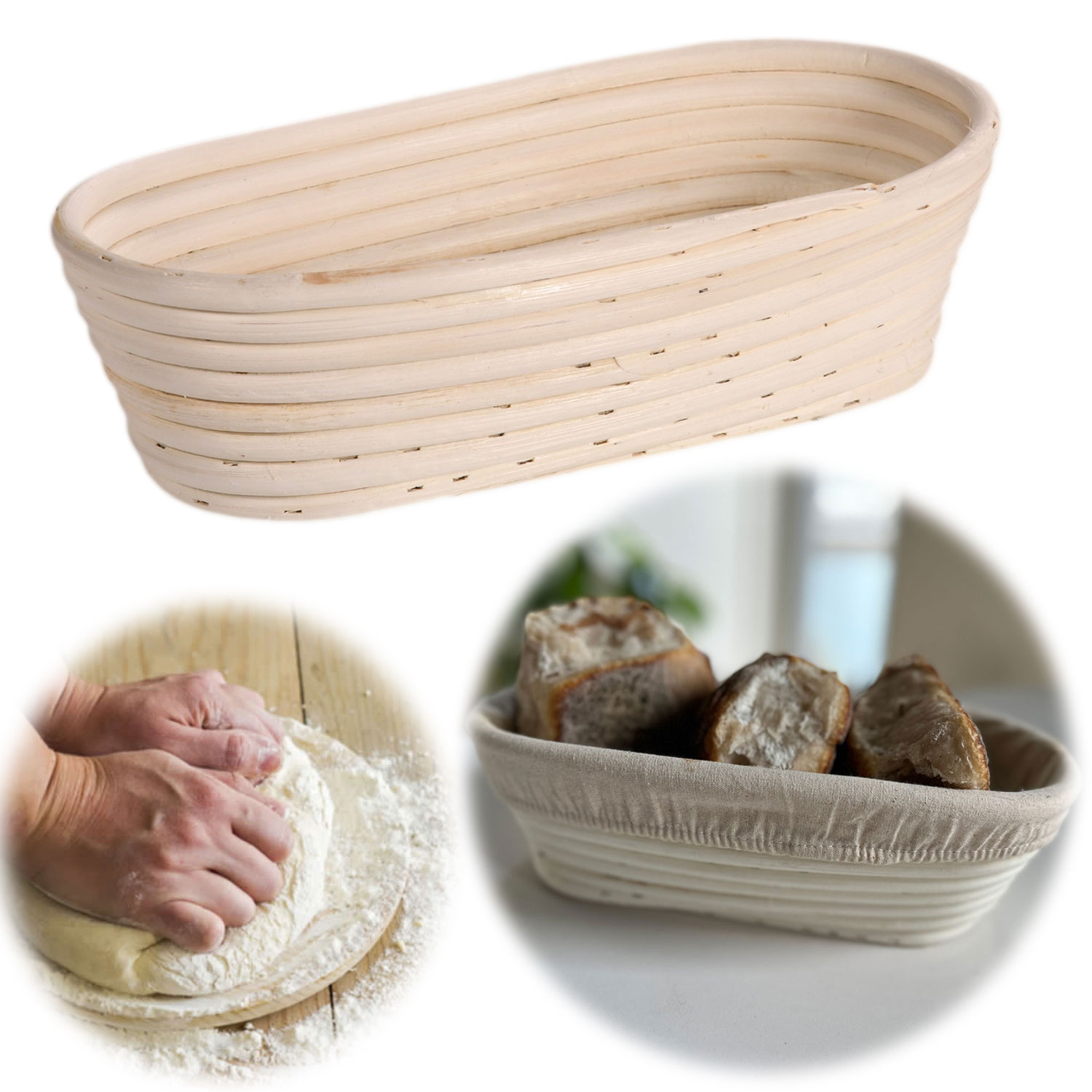 Gärkörbchen Gärkorb Rund Oval Auswahl Peddigrohr Brotform Leineneinsatz Brotkorb - Bild 11 von 14