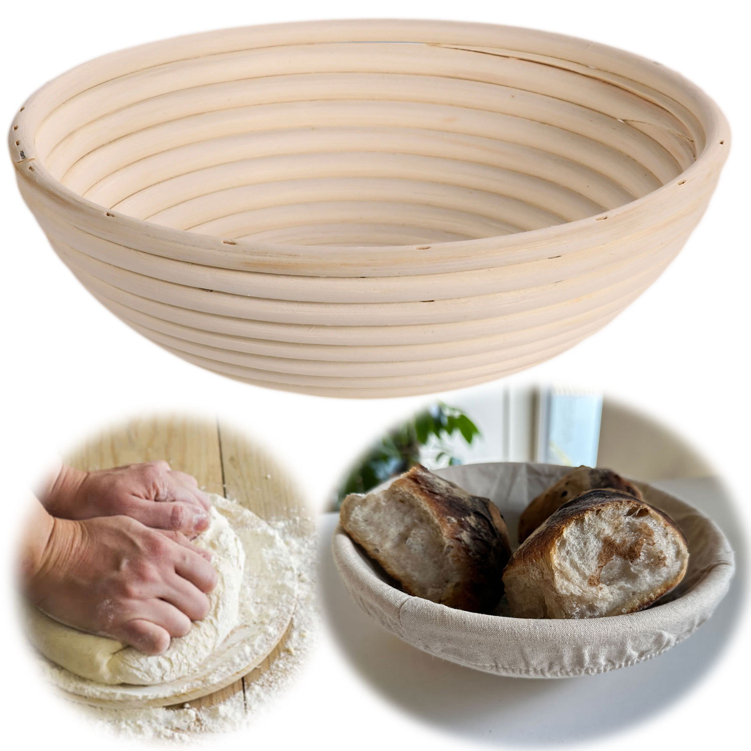 Gärkörbchen Gärkorb Rund Oval Auswahl Peddigrohr Brotform Leineneinsatz Brotkorb - Bild 14 von 14