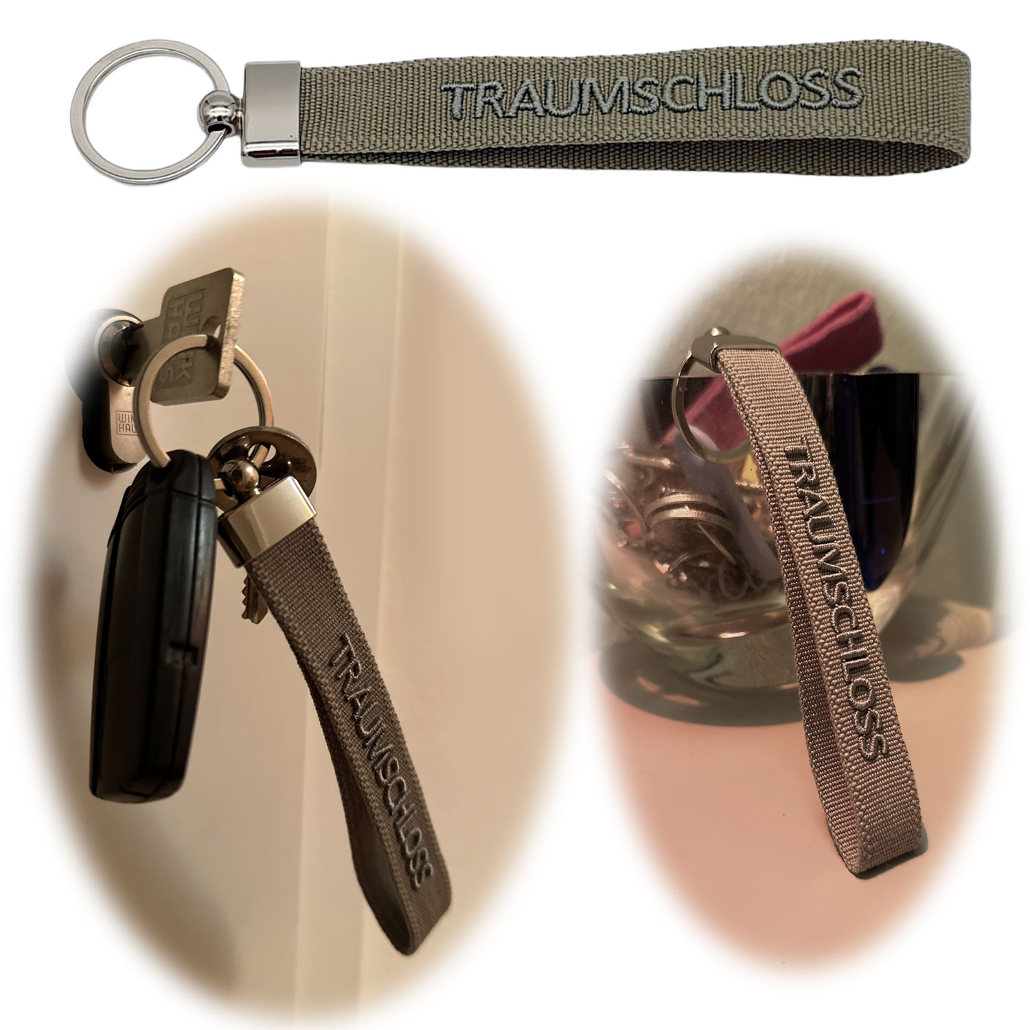 Exklusiver Schlüsselanhänger Canvas gewebt Schlüsselring Edelstahl Schlüsselbund