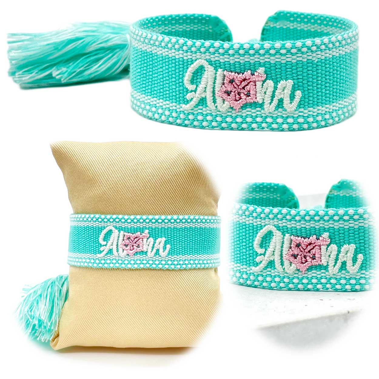 Original Canvas Statement Armbänder Boho Hippie bestickt Quasten Freundschaft - Bild 55 von 125