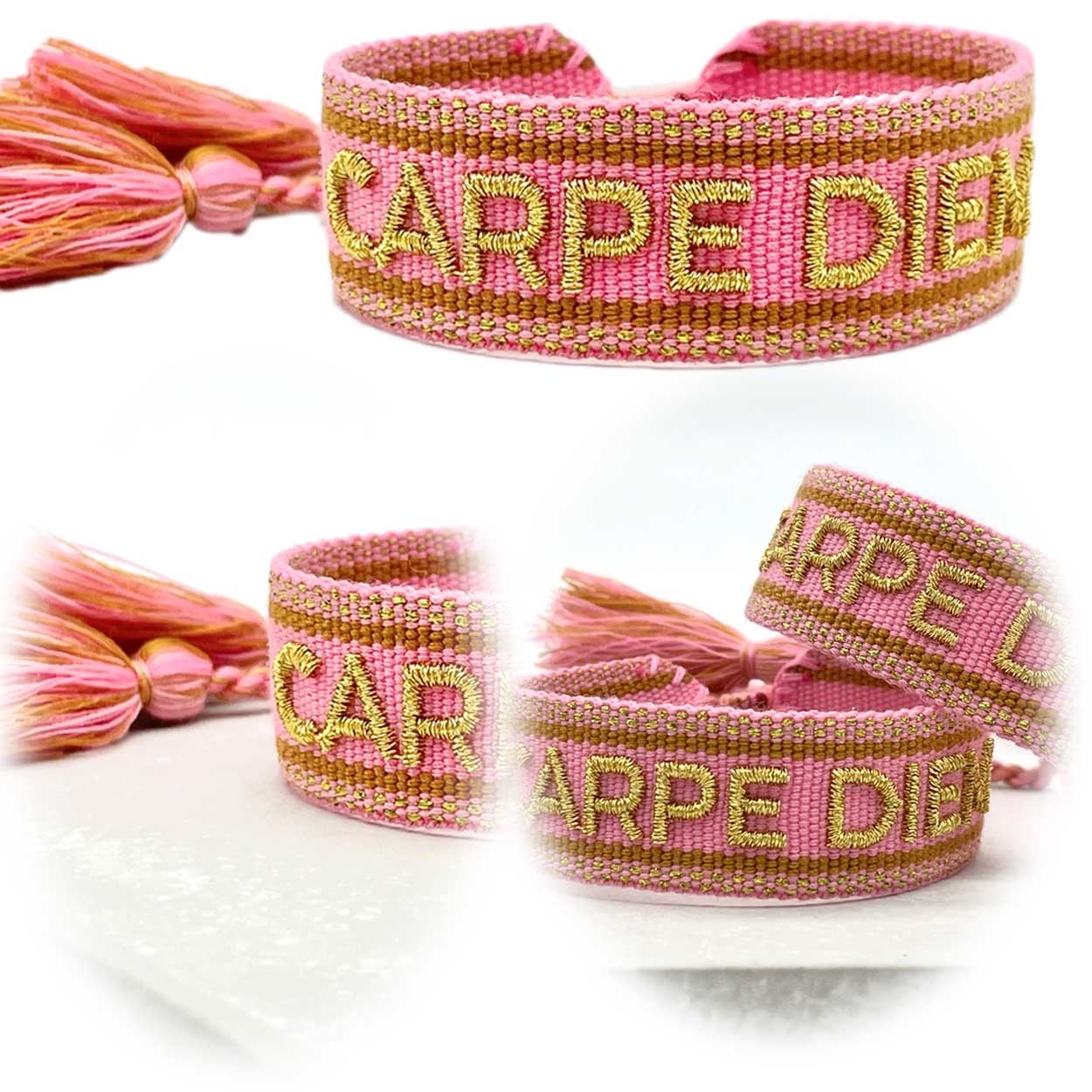 Original Canvas Statement Armbänder Boho Hippie bestickt Quasten Freundschaft - Bild 77 von 125