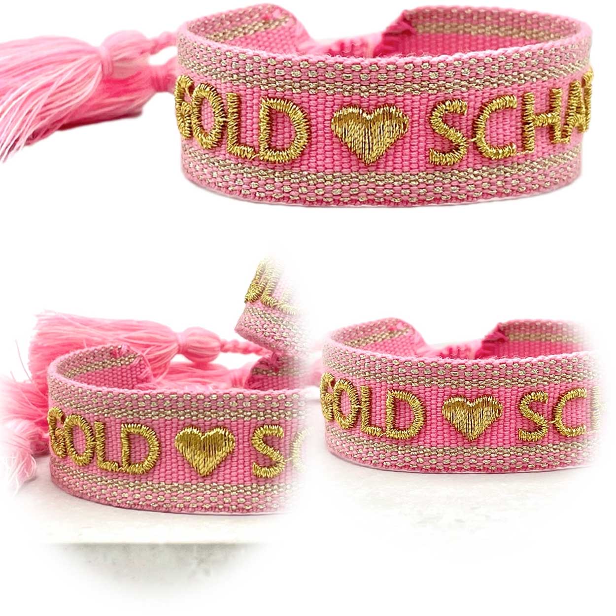 Original Canvas Statement Armbänder Boho Hippie bestickt Quasten Freundschaft - Bild 78 von 125