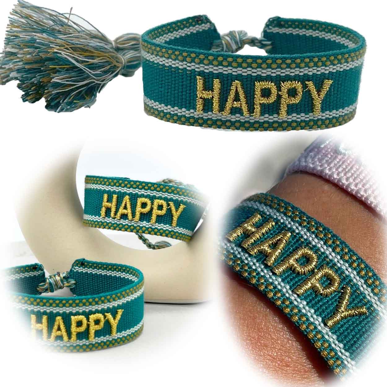 Original Canvas Statement Armbänder Boho Hippie bestickt Quasten Freundschaft - Bild 95 von 125