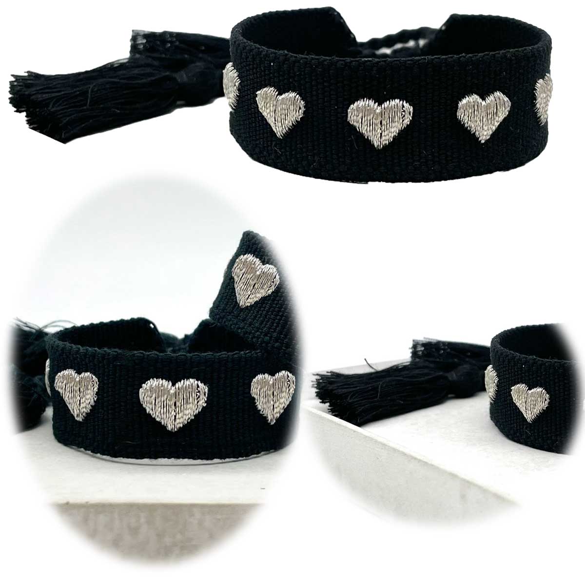 Original Canvas Statement Armbänder Boho Hippie bestickt Quasten Freundschaft - Bild 117 von 125