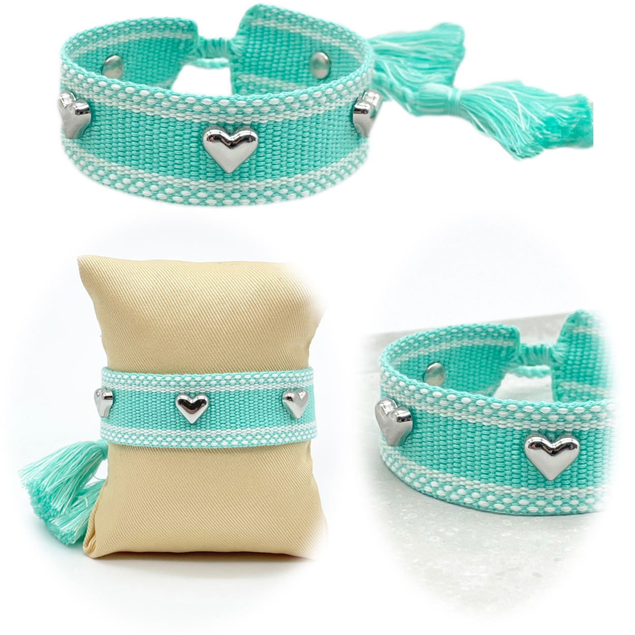 Original Canvas Statement Armbänder Boho Hippie bestickt Quasten Freundschaft - Bild 64 von 125