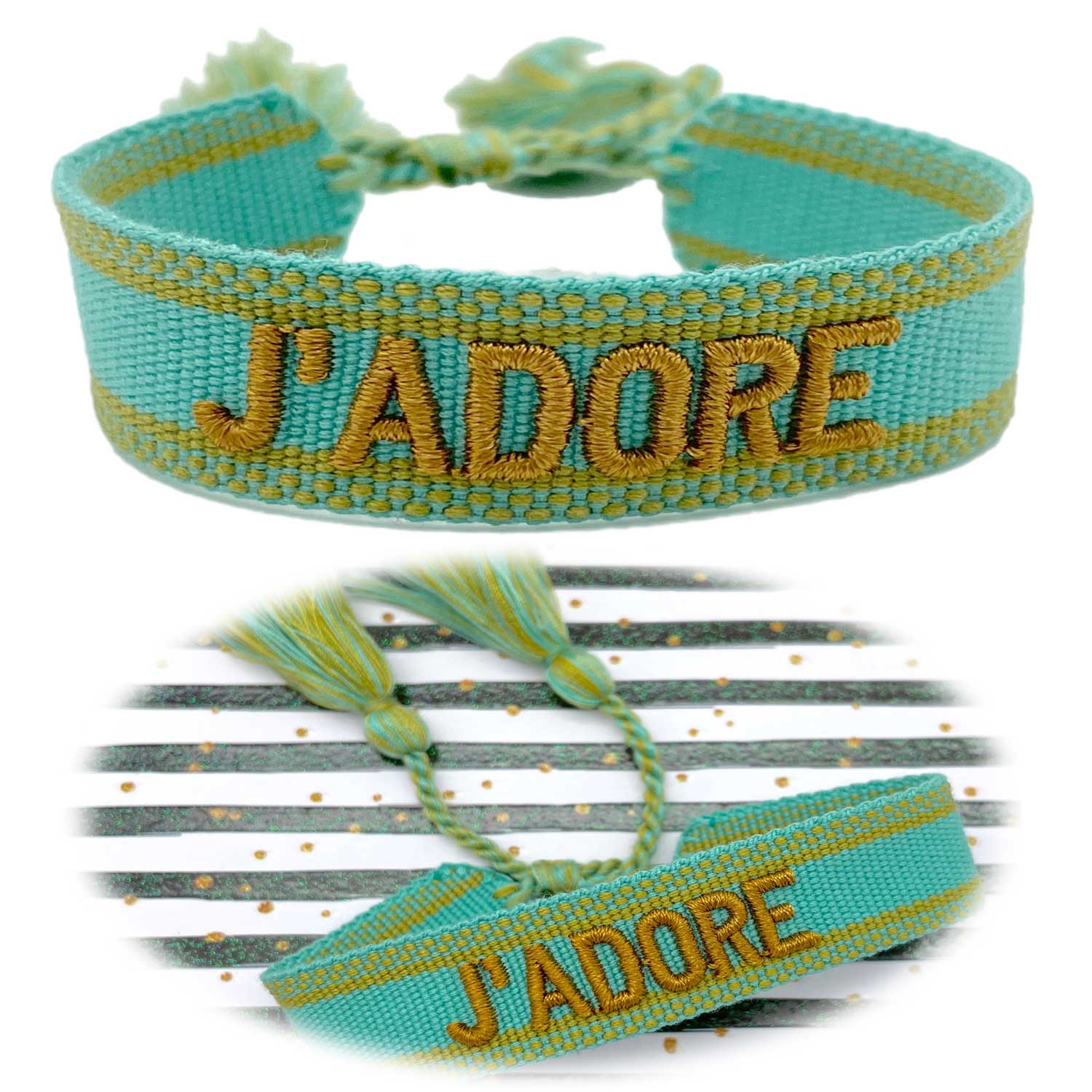 Original Canvas Statement Armbänder Boho Hippie bestickt Quasten Freundschaft - Bild 41 von 125