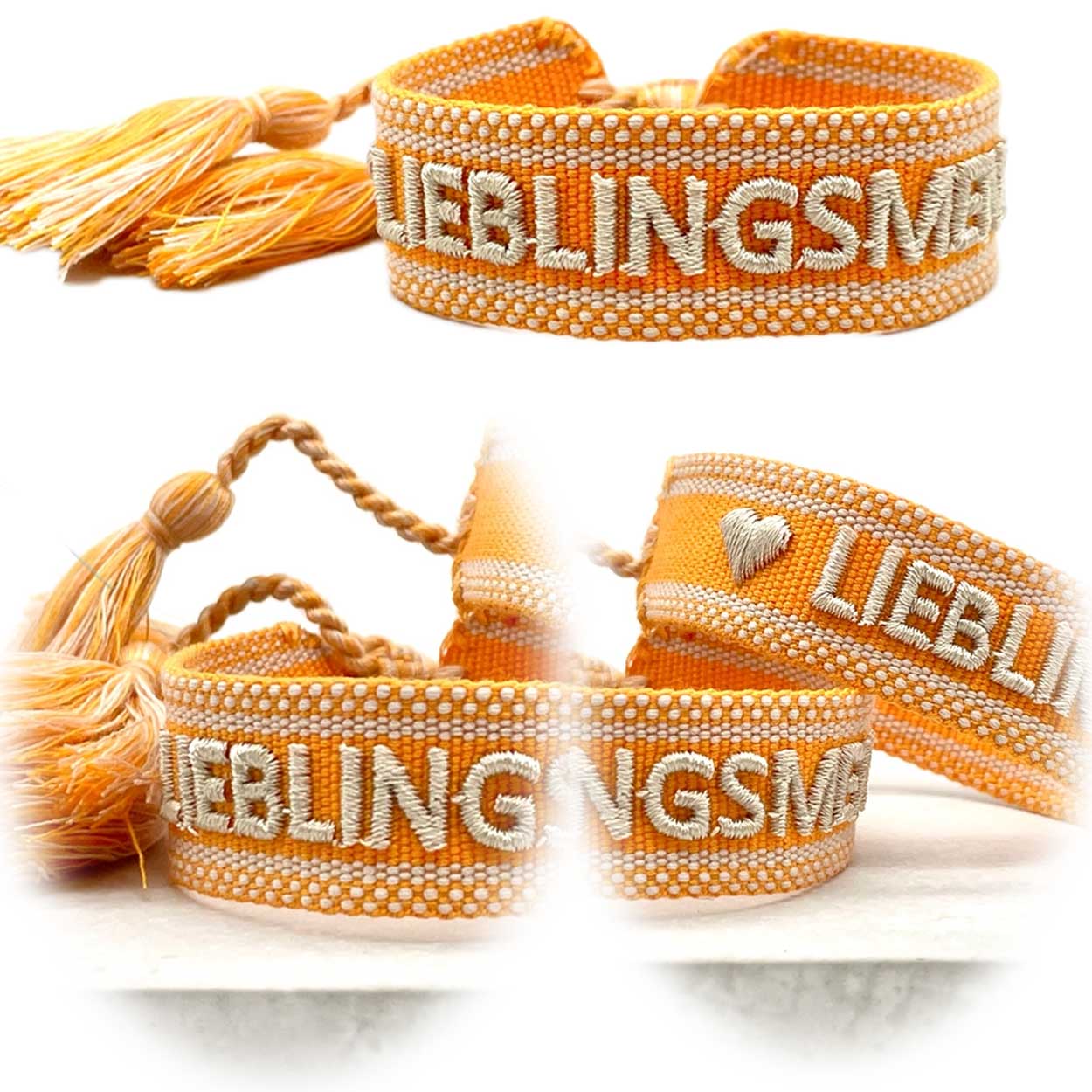 Original Canvas Statement Armbänder Boho Hippie bestickt Quasten Freundschaft - Bild 79 von 125