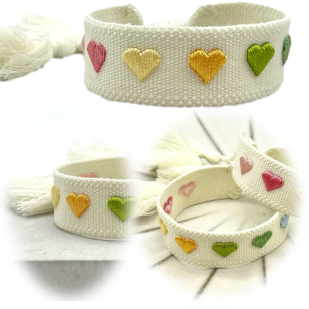 Original Canvas Statement Armbänder Boho Hippie bestickt Quasten Freundschaft - Bild 81 von 125