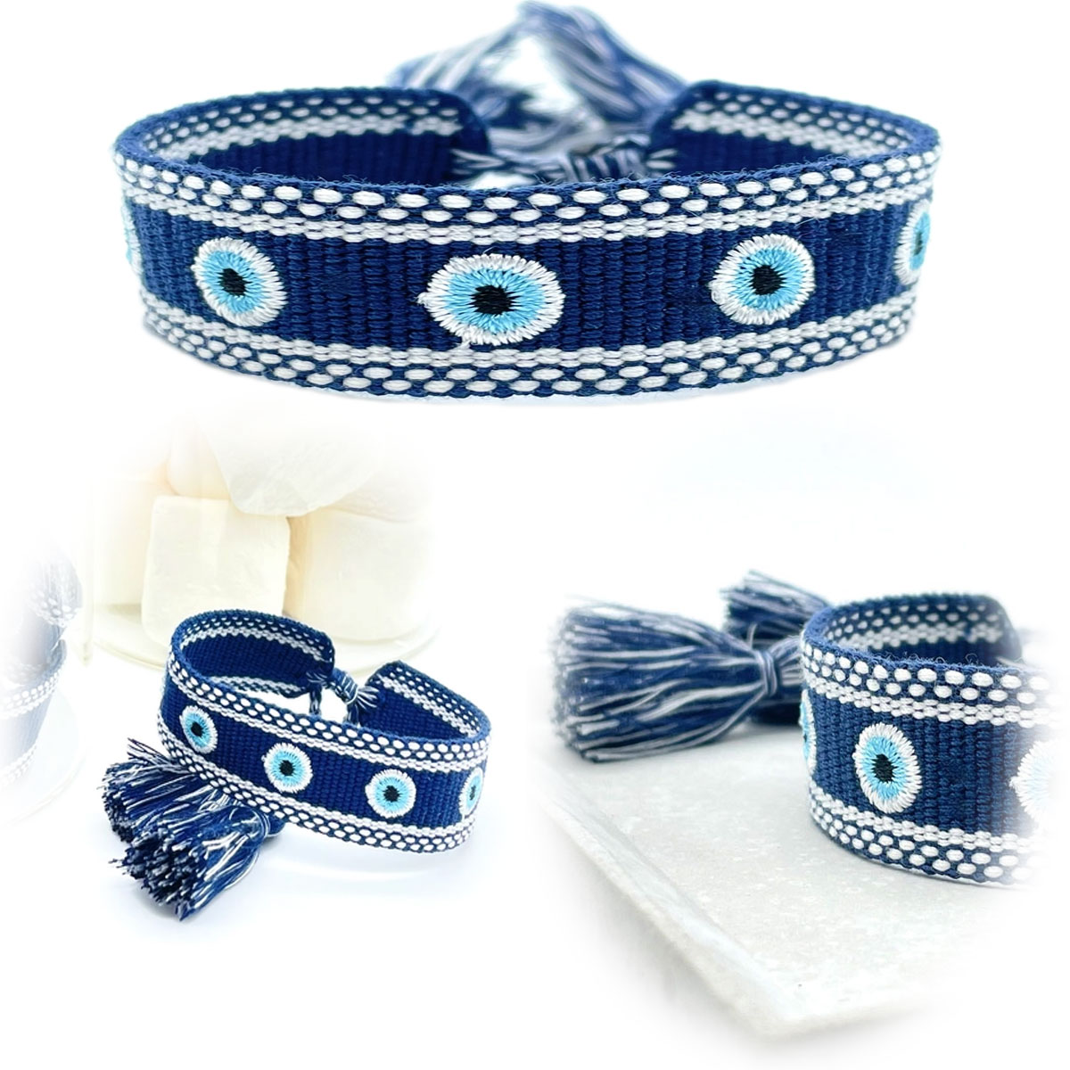 Original Canvas Statement Armbänder Boho Hippie bestickt Quasten Freundschaft - Bild 85 von 125