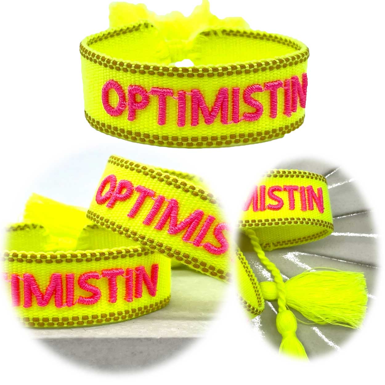 Original Canvas Statement Armbänder Boho Hippie bestickt Quasten Freundschaft - Bild 119 von 125