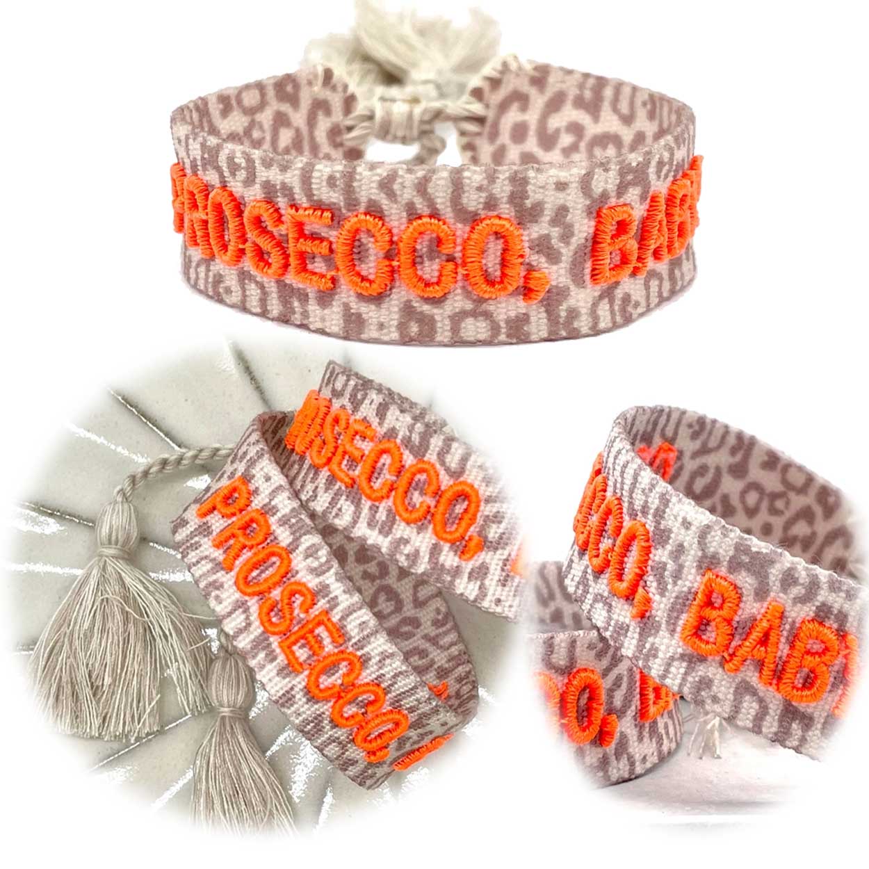 Original Canvas Statement Armbänder Boho Hippie bestickt Quasten Freundschaft - Bild 120 von 125