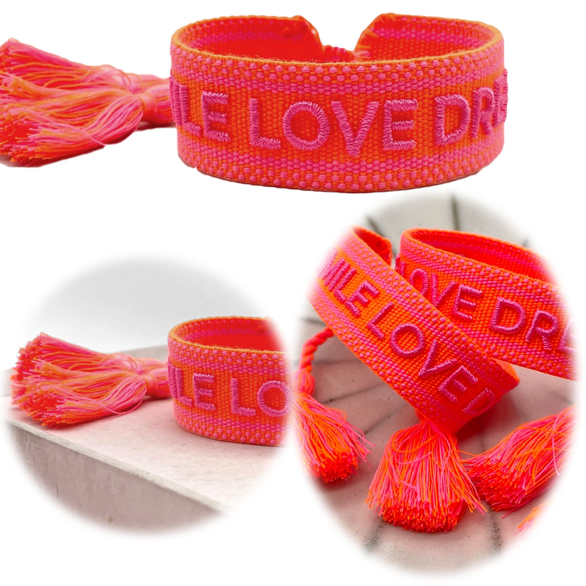 Original Canvas Statement Armbänder Boho Hippie bestickt Quasten Freundschaft - Bild 124 von 125