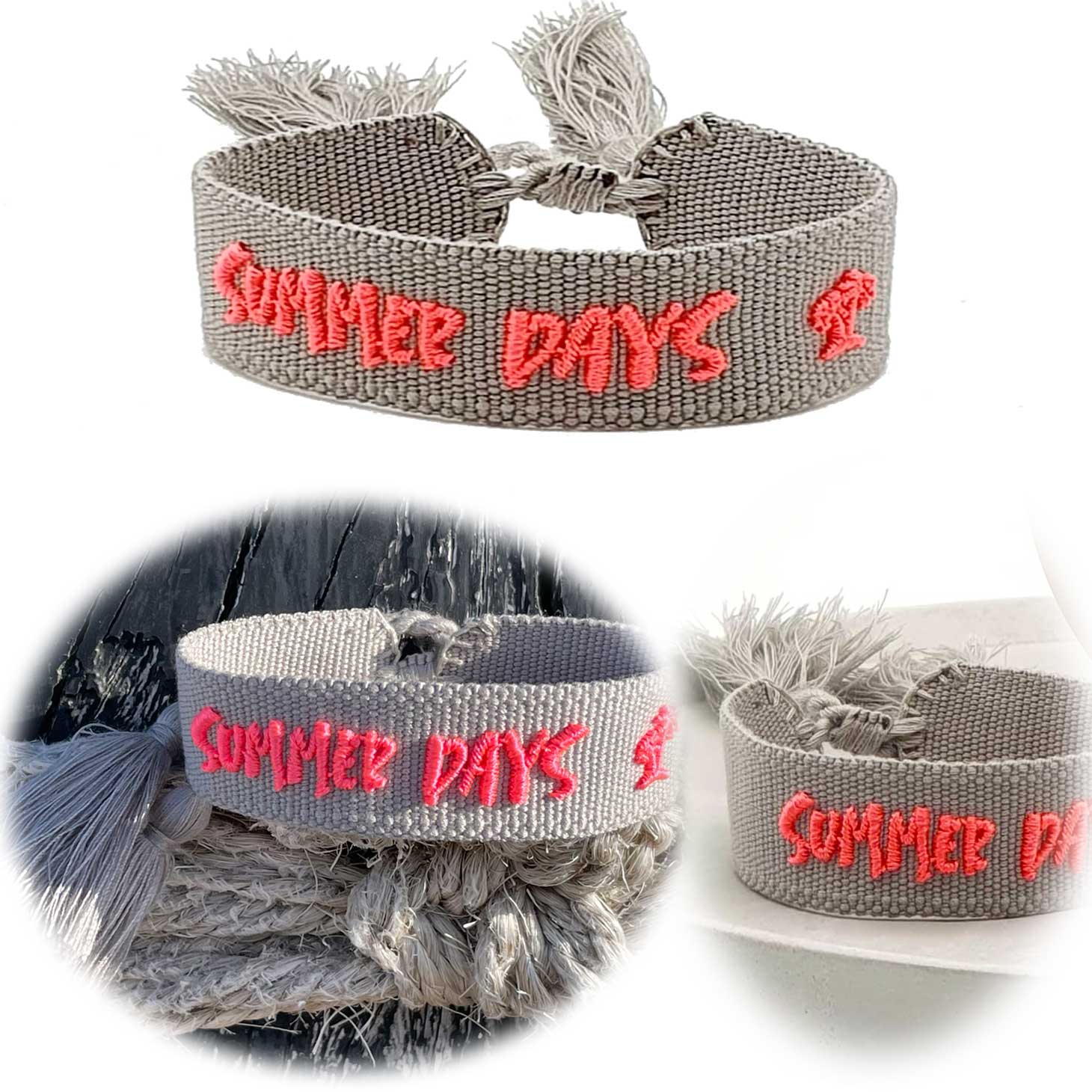 Original Canvas Statement Armbänder Boho Hippie bestickt Quasten Freundschaft - Bild 88 von 125