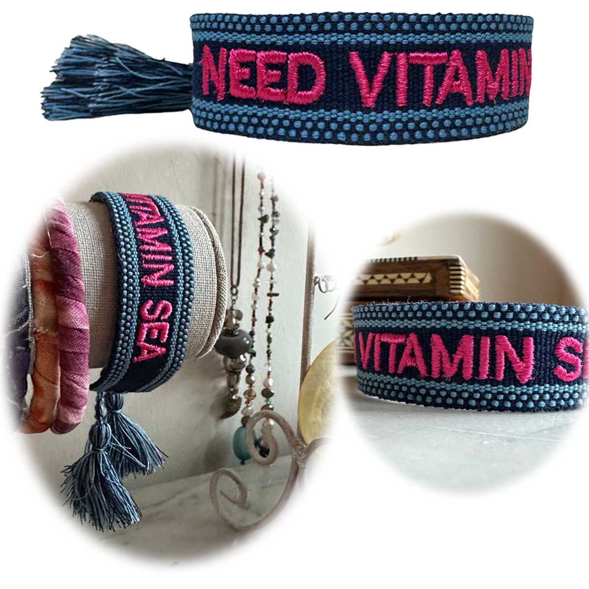 Original Canvas Statement Armbänder Boho Hippie bestickt Quasten Freundschaft - Bild 113 von 125