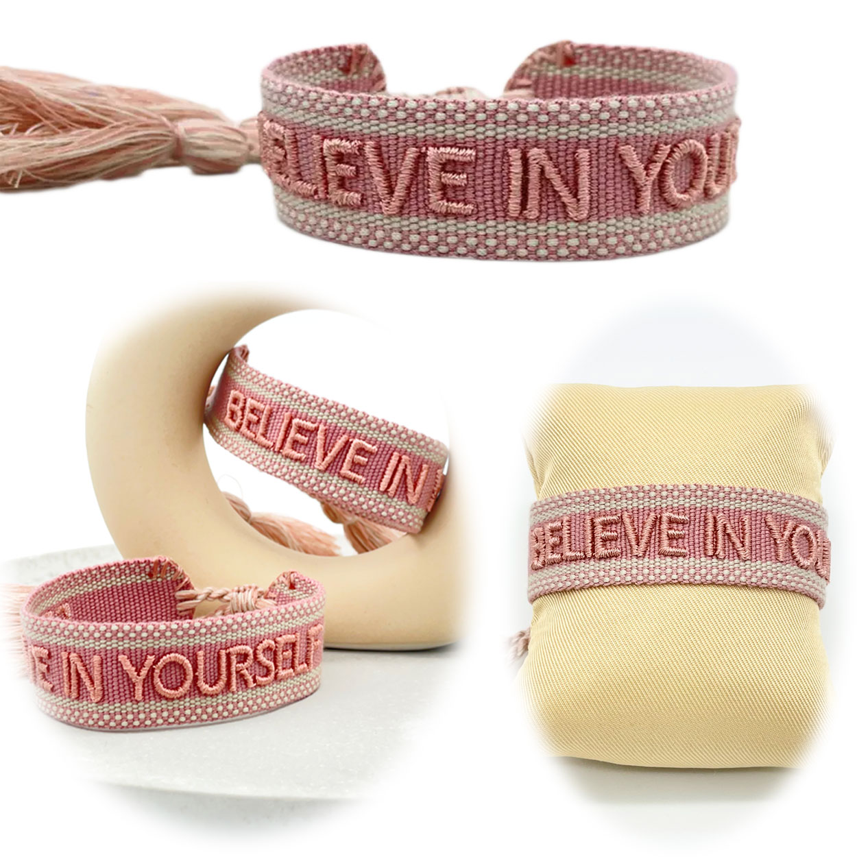 Original Canvas Statement Armbänder Boho Hippie bestickt Quasten Freundschaft - Bild 60 von 125