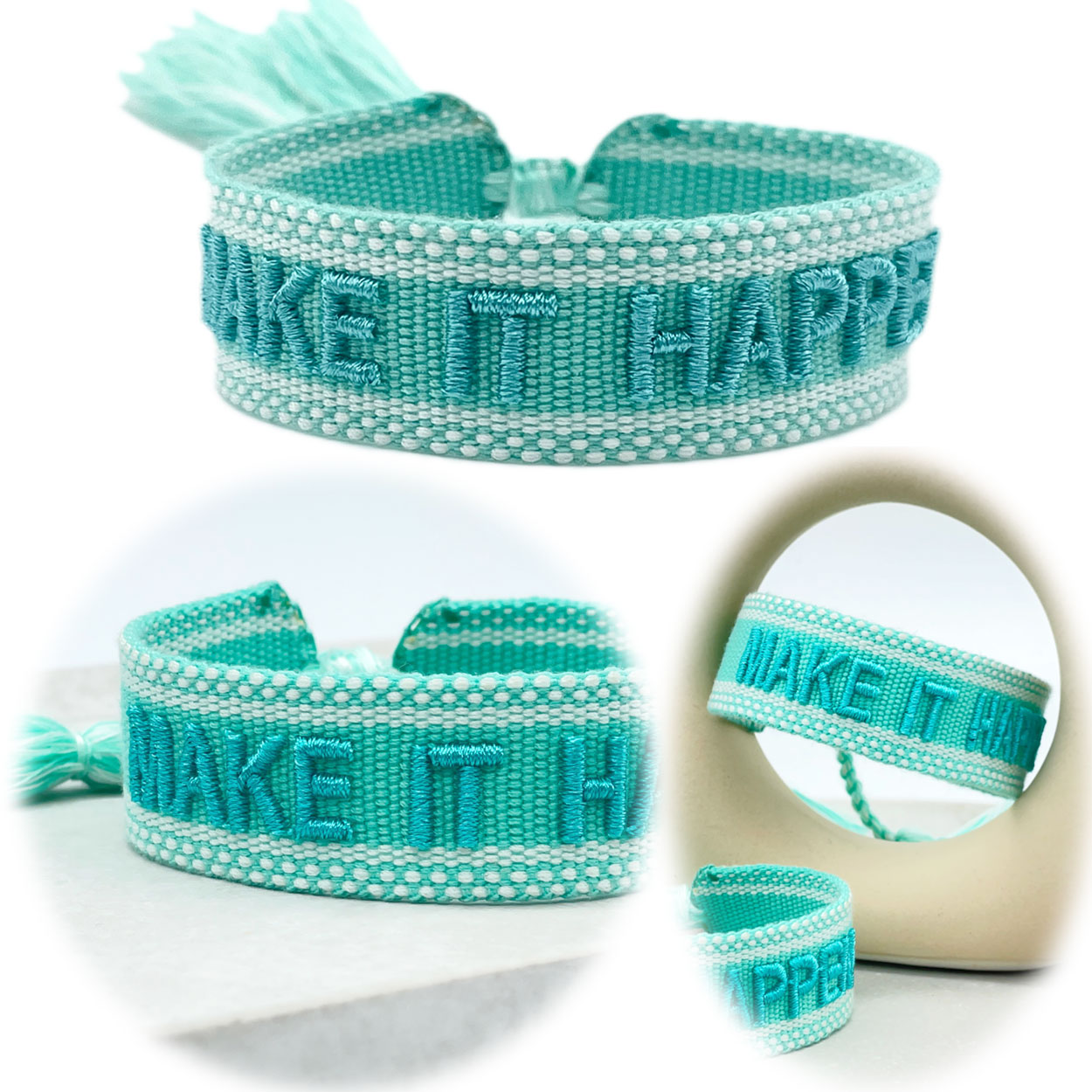 Original Canvas Statement Armbänder Boho Hippie bestickt Quasten Freundschaft - Bild 56 von 125