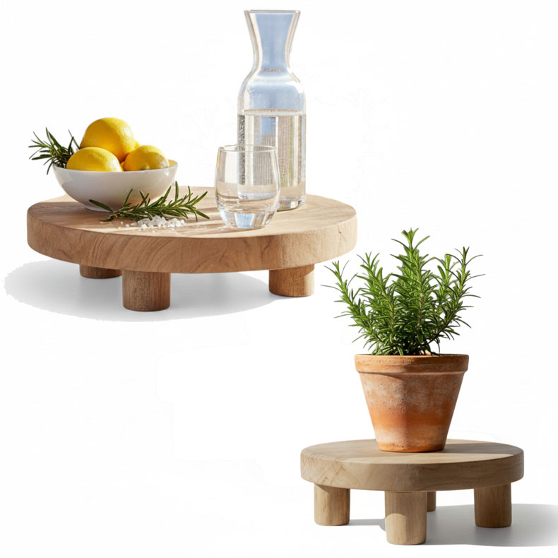 Mini Teak-Holz Deko Tisch Blumenständer Pflanzenhocker Beistelltisch Untersetzer